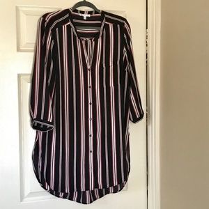 Striped Chiffon Shirt Dress